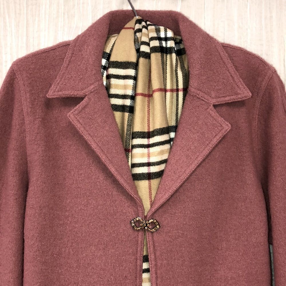 Alfred Dunner M Wool Overcoat Light Jacket in Raspberry Smoothie Pink - Picture 5 of 15
